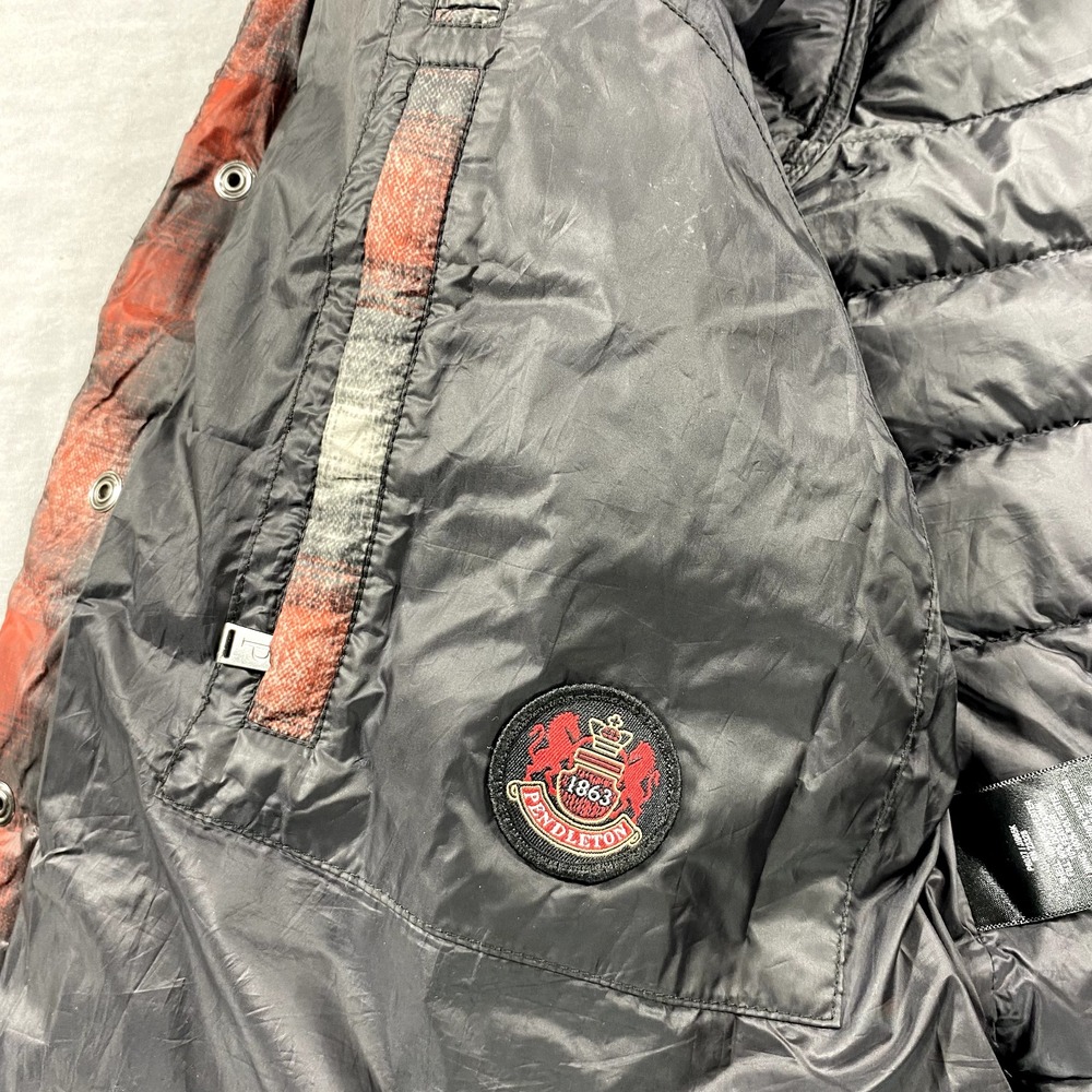 Pendleton Puffer Jacket Mens Medium Red Plaid Duc… - image 5